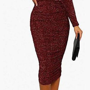 Cranberry Glitter Rouched Sheath Dress (NWOT)